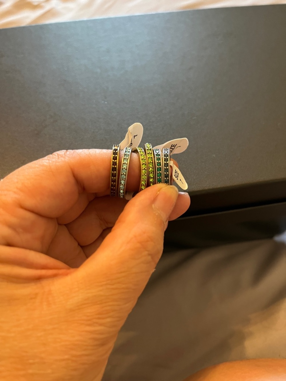 Chloe + Isabel Green Crystal Stackable Ring Set - Picture 2 of 5